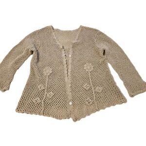 Woman's Crochet Tan Cover Up Top Size Small